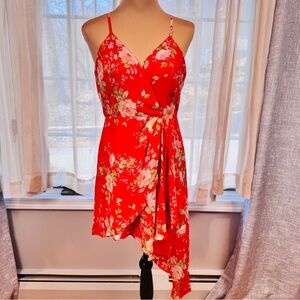 Yumi Kim Asymmetrical Floral Riri Dress in Red, Pink & Green Size M